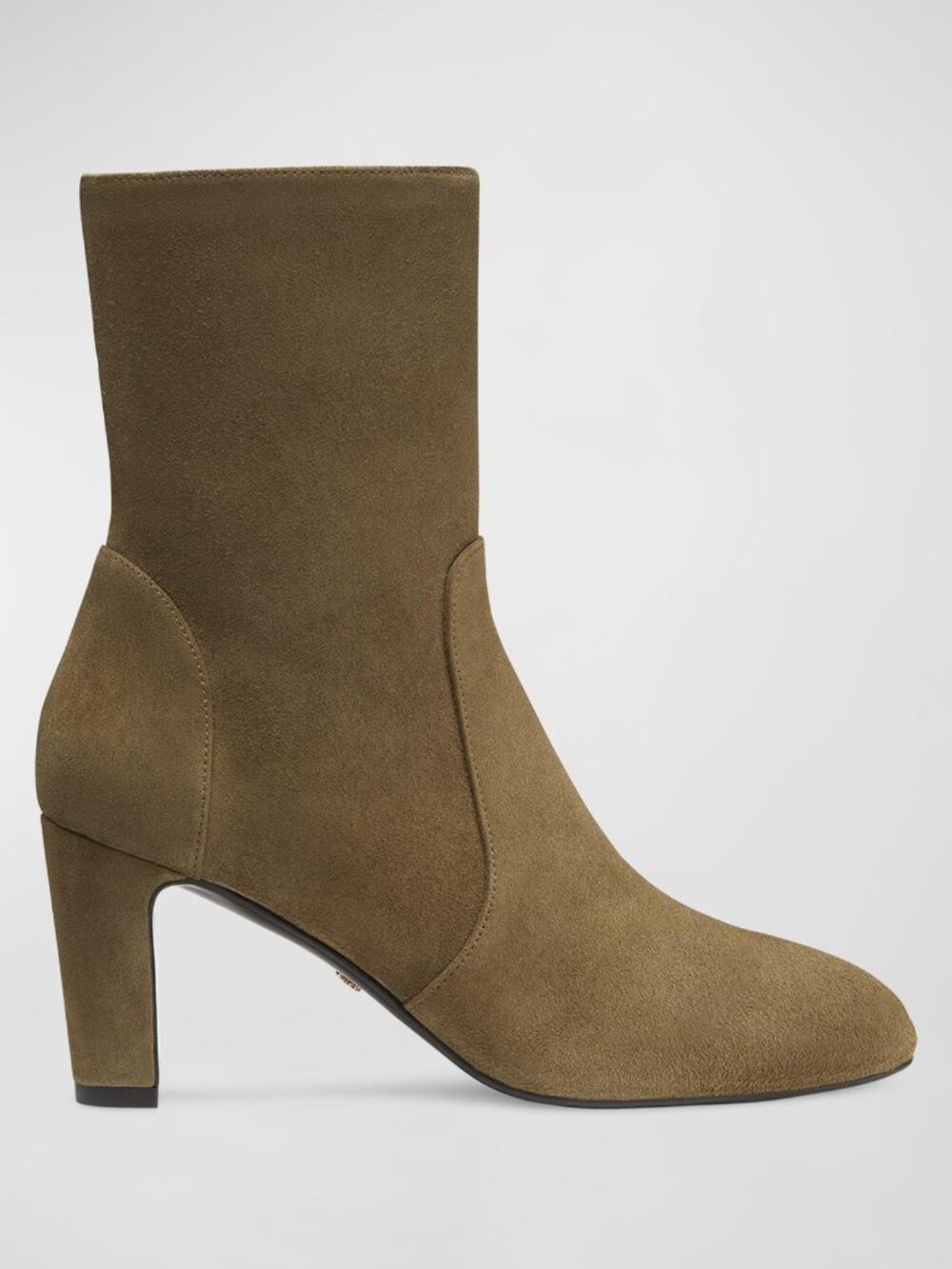 $750 STUART WEITZMAN Vida Suede ALMOND Block-Heel Ankle Booties SAGE 8.5 (PD24)